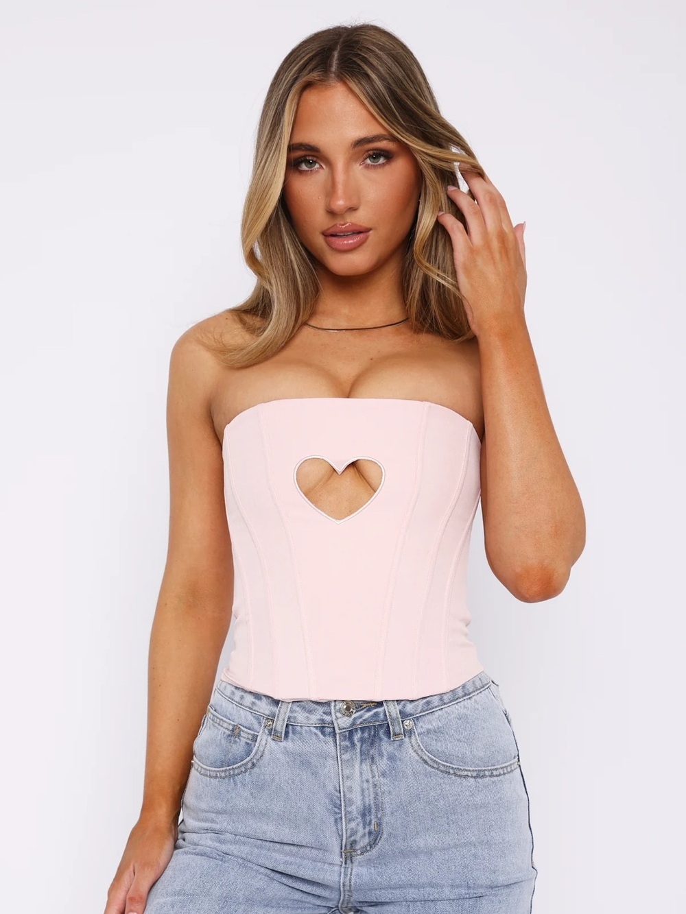 White Fox Boutique Never Love Again Strapless Bustier Baby Pink